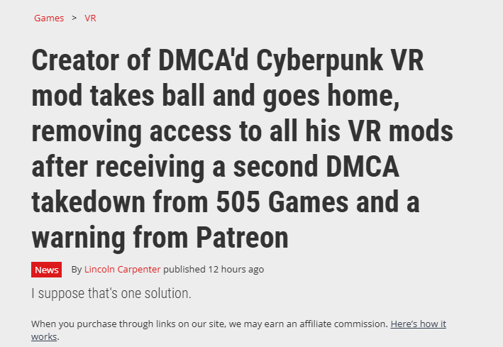 《2077》VRmod作者再次收到警告&nbsp;删除《幽灵行动》40多个Mod